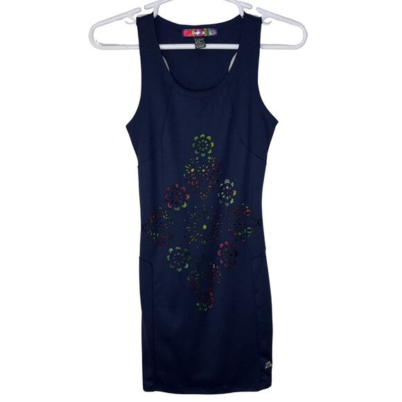 Desigual Women's Small Dress Sheath Navy Blue Cutout Sleeveless Artsy Spring - Picture 1 of 5